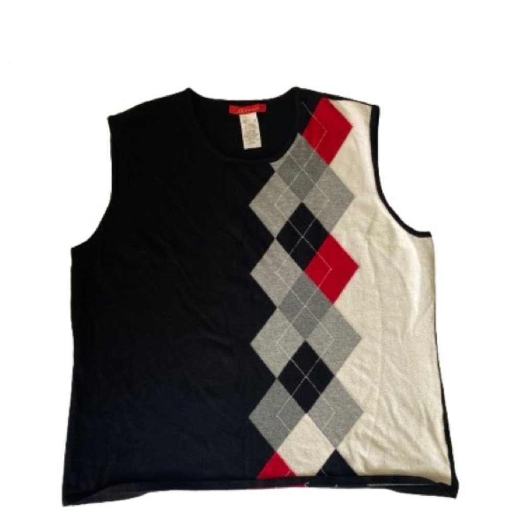 Anne Klein Men's Argyle Tank Top - Black, Red, Gray